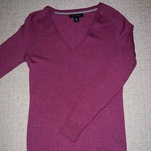 Banana Republic V-Neck Sweater in Berry Pink